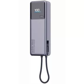   Xiaomi Powerbank 10000 mAh QC PD 165W beépített USB C kábellel PB1165MI LED kijelzővel, szürke