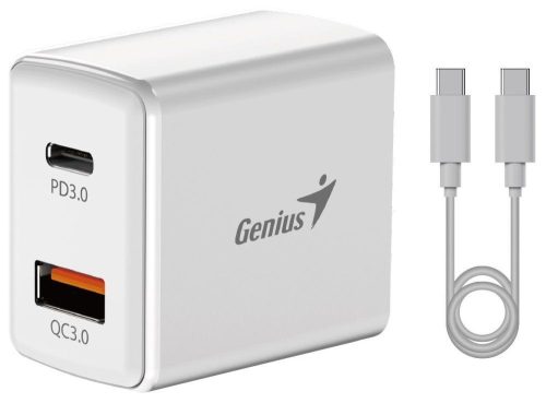 Genius PD-20ACP 20W USB/Type-C fehér hálózati adapter + kábel