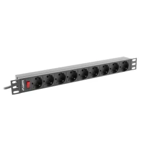   Lanberg 9 foglalatú elosztó (PDU) 19" 1U 16A  3M fekete