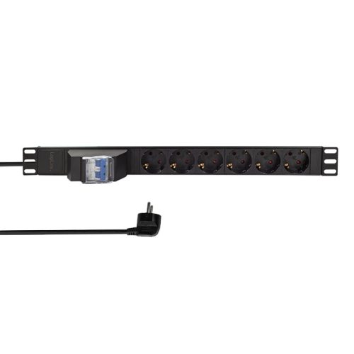 LogiLink 19" PDU 6-utas, 2 pólusú megszakítóval