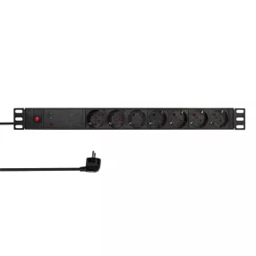  LogiLink 19" PDU 7 utas német aljzat, vonalszűrővel és túlterhelés elleni védelemmel (PDU7C02)