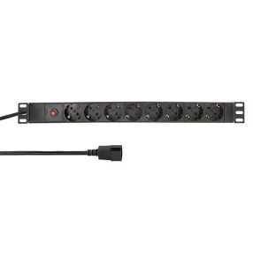   LogiLink 19" PDU 8-utas német aljzat, IEC csatlakozóval és túlterhelés elleni védelemmel (PDU8C03)