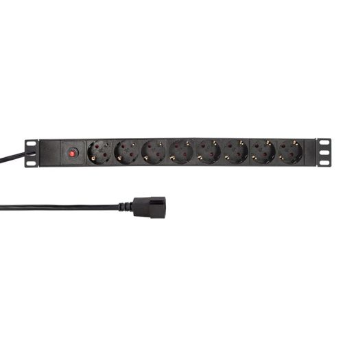 LogiLink 19" PDU 8-utas német aljzat, IEC csatlakozóval és túlterhelés elleni védelemmel