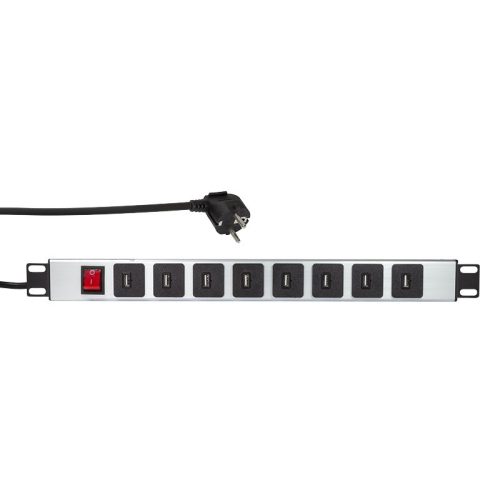 Logilink 19" PDU 8-as USB-A, kapcsolóval