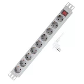   Logilink 19" PDU 9 utas német aljzat, kapcsolóval, világosszürke (PDU9C04)