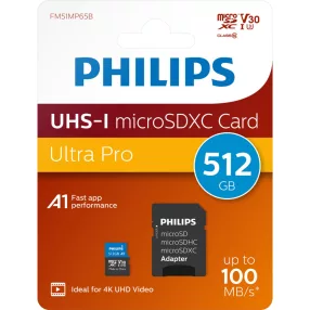   Philips Micro SDXC Memóriakártya 512GB Class 10 UHS-I U3 Adapter