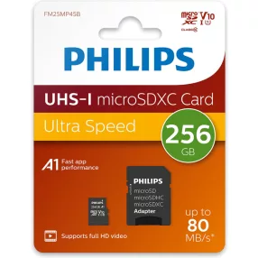   Philips Micro SDXC Memóriakártya 256GB Class 10 UHS-I U1 Adapter