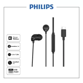 Philips TAE2146BK in-ear Type-C mikrofonos fülhallgató