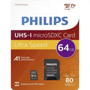   Philips PH666868 Micro SDHC Memóriakártya 64GB Class 10 UHS-I U1 Adapter