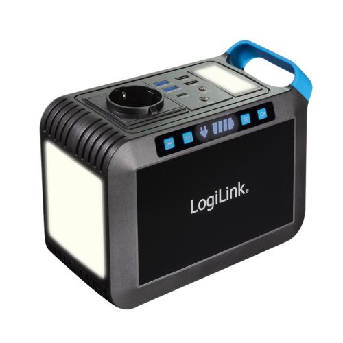Logilink Hordozható erőmű, 300 W, 64 000 mAh, 7x kimenet, IP20, fekete/kék