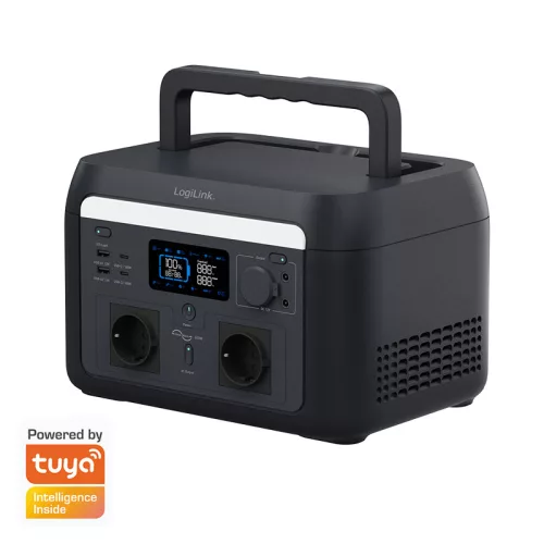 Logilink Hordozható erőmű, 600 W, LiFePO4 akkumulátor, Tuya kompatibilis, fekete (PPS0600)