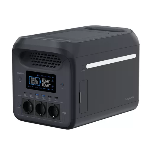 Logilink Hordozható erőmű, 1800 W, LiFePO4 akkumulátor, Tuya kompatibilis, fekete (PPS1800)