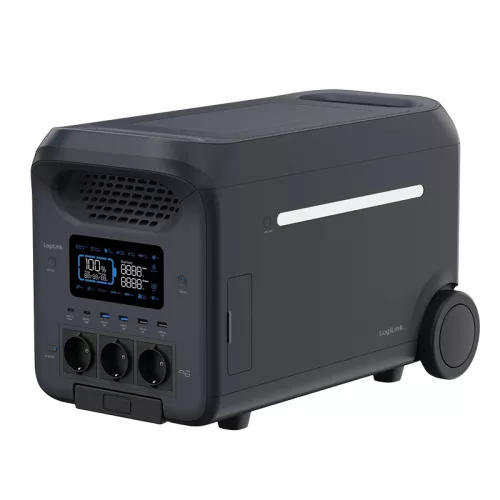 Logilink Hordozható erőmű, 3000 W, LiFePO4 akkumulátor, Tuya kompatibilis, fekete (PPS3000)