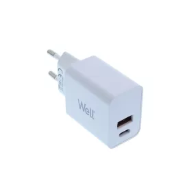   Well PSUP-USB-WPQ3001WE-WL 1xUSB-A QC3.0 1xUSB-C PD Hálózati töltő – Fehér (30W)