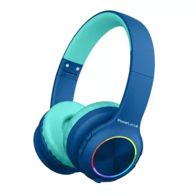   PowerLocus PLED Bluetooth fejhallgató gyerekeknek hallásvédő hangerőlimittel, kék