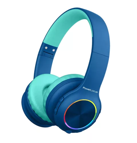 PowerLocus PLED Bluetooth fejhallgató gyerekeknek hallásvédő hangerőlimittel, kék