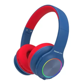   PowerLocus PLED Bluetooth fejhallgató gyerekeknek hallásvédő hangerőlimittel, kék/piros