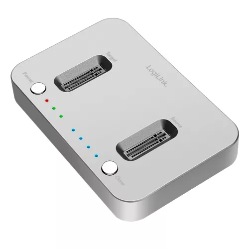 Logilink Két M.2 NVMe SSD dokkolóállomás, offline klónozási funkció, USB 3.2 Gen 2, ezüst (QP0033)