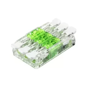   Well QWC-222/3-10-W csavar nélküli vezeték összekötő 6 x 0,5-4mm2 -es tömör és sodrott vezetékhez, oldható, átlátszó házban, 32A 450V 