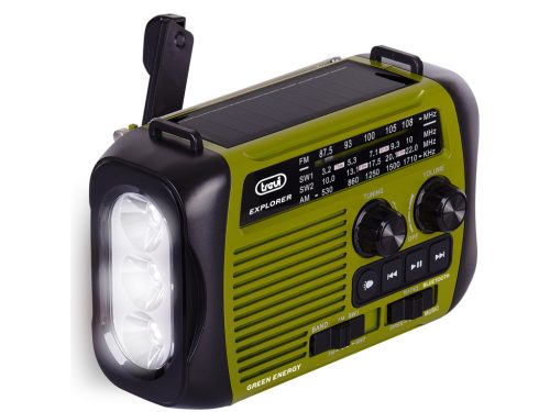 Trevi RA 7F30BT ZÖLD Hordozható rádió, Bluetooth és médialejátszás, akkus, napelemes és dinamós