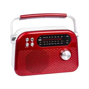   Trevi RDA 70 BR Klasszikus Retro FM/AM/SW rádió, Bluetooth-tal, USB és SD kártya bemenettel, beépített akkuval, piros szín (RDA70BR02)