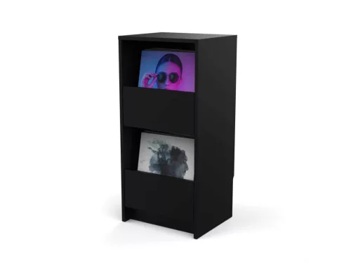 Glorious Vinyl Vault Black Bakelit lemez tartó szekrény (Fekete)