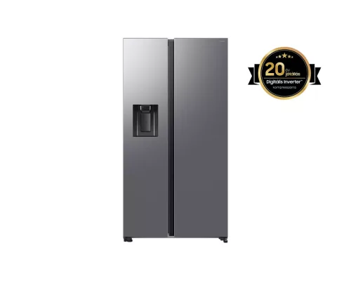 Samsung RS70F64KETEO Side-by-Side hűtőszekrény AI Energia üzemmóddal 640 L, matt metál