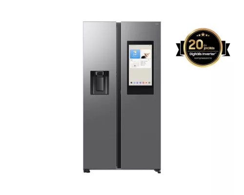 Samsung RS90F66BETEO Side-by-Side hűtőszekrény Family Hubbal 614 L, matt metál