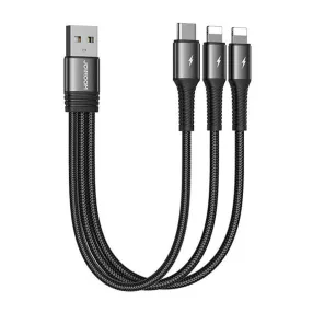   Joyroom S-01530G10 USB-A apa - USB-C/2xLightning 2.0 Adat és töltő kábel - Fekete (0.15m)