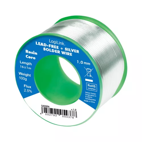 Logilink Forrasztóhuzal 1 mm (ólommentes + ezüst), 0,7% réz, 100g (SA0006)