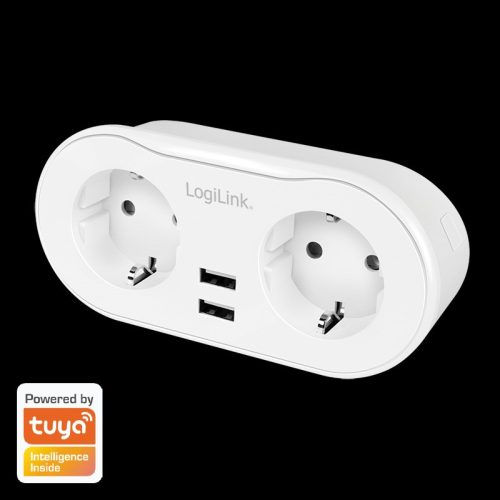 Logilink Wi-Fi intelligens csatlakozóaljzat, 2 utas (CEE 7/3), 2x USB, Tuya kompatibilis