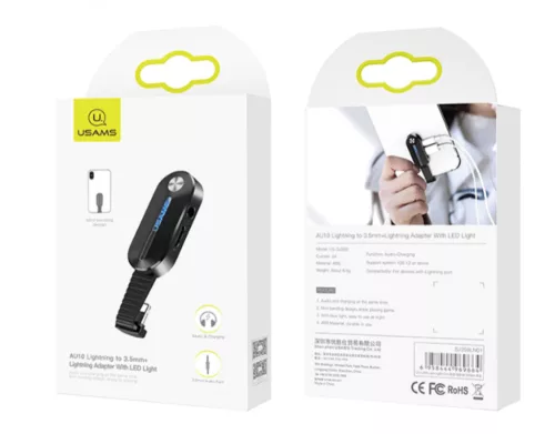 USAMS SJ358LN01 ligtning + jack adapter  led világítással, 1343866