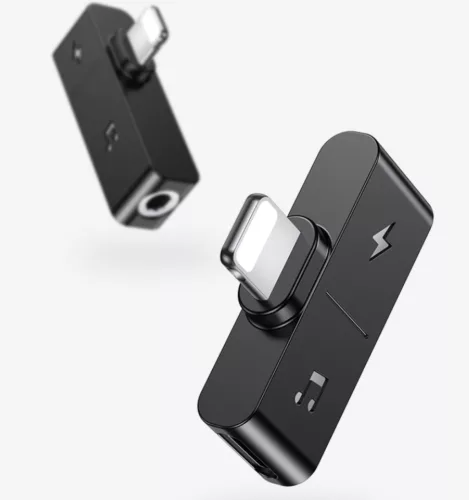 USAMS SJ385LN01 2in1 Lightning töltő +3,5mm jack adapter, 1324418