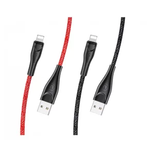   USAMS SJ391USB02 100cm-es  textil borítású Lightning töltő kábel piros 1328347