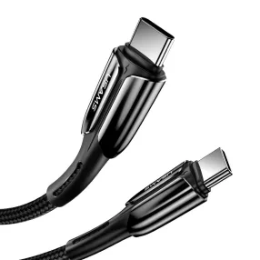   USAMS SJ402USB01 120cm-es textil borítású PD gyorstöltő kábel Type C/ Type C 100W , 1375897