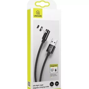   Usams SJ444USB01 Jobb Oldalas Mágneses Lightning Töltőkábel,100cm  fekete, 1337678