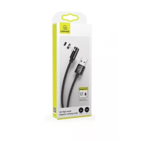   USAMS SJ446USB01 Jobb Oldalas Mágneses Micro Töltőkábel, fekete, 1337686