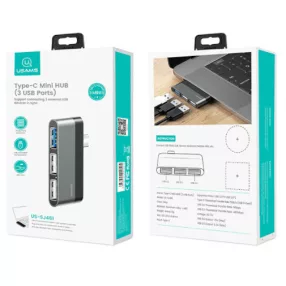 Usams SJ461HUB01 3 portos Type-C mini HUB 1349804