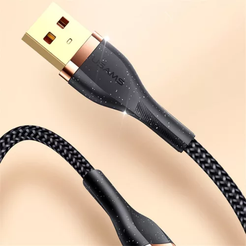 USAMS SJ488  120cm-es textil bevonatú usb-c kábel aranyozott csatlakozóval 3A , 1376011