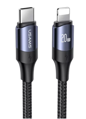 USAMS SJ521USB01 Type-c to Lightning textil borítású PD gyorstöltő kábel 120cm 1427042
