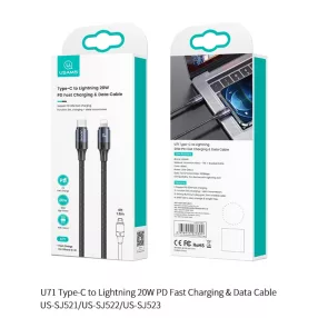   USAMS SJ522USB01 200cm-es Type-c to Lightning textil borítású PD gyortöltő kábel 20W 1380750