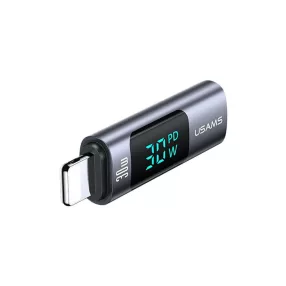   USAMS SJ681LN01 lightning to usb-c PD gyorstöltő adatper 30W, LCD kijelző