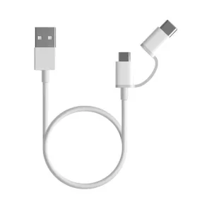   Xiaomi Mi 2-in-1 USB kábel USB A --> Micro USB -> Type C 30cm fehér (SJV4083TY / XMM2IN1USBTC30)