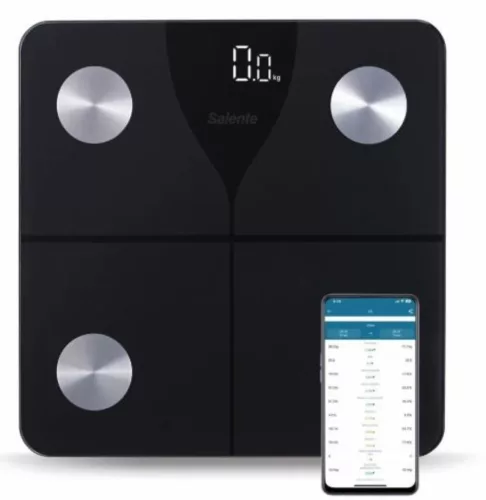 Salente SlimFit, személyi diagnosztikai fitnesz mérleg, Bluetooth, fekete