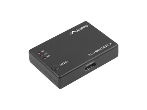 LANBERG VIDEO SPLITTER 3X HDMI FEKETE + MICRO USB PORT + TÁVVEZÉRLŐ