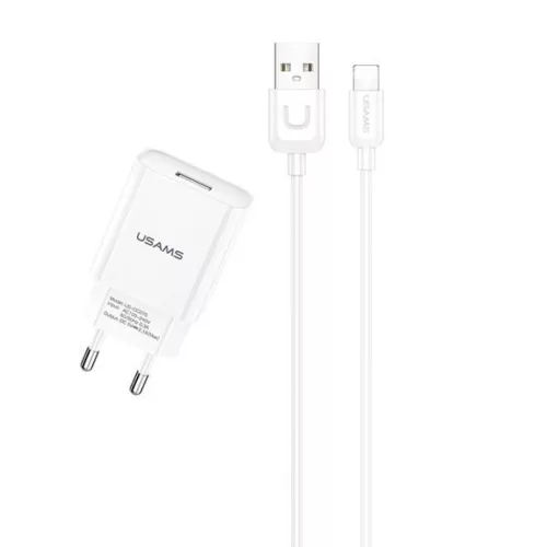 USAMS T21OCLN01 2,1A hálózati töltő adapter, 100 cm-es lightning kábellel