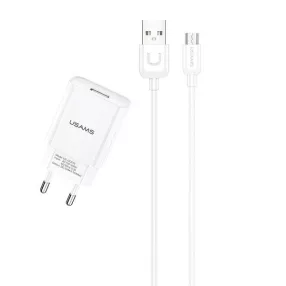   USAMS T21OCMC01 2.1A hálózati töltő, 1m micro usb kábellel fehér, 1337690