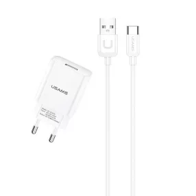   USAMS T21OCTC01 2.1A hálózati töltő, 1m usb-c töltőkábellel fehér, 1337691