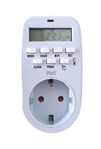 Well TIMER-DIG-01-WL Digitális kapcsolóóra - visszajelző LED-del - 250V - 16A