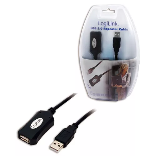 Logilink USB 2.0-ás hoszabbító kábel, fekete 5M (UA0001A)